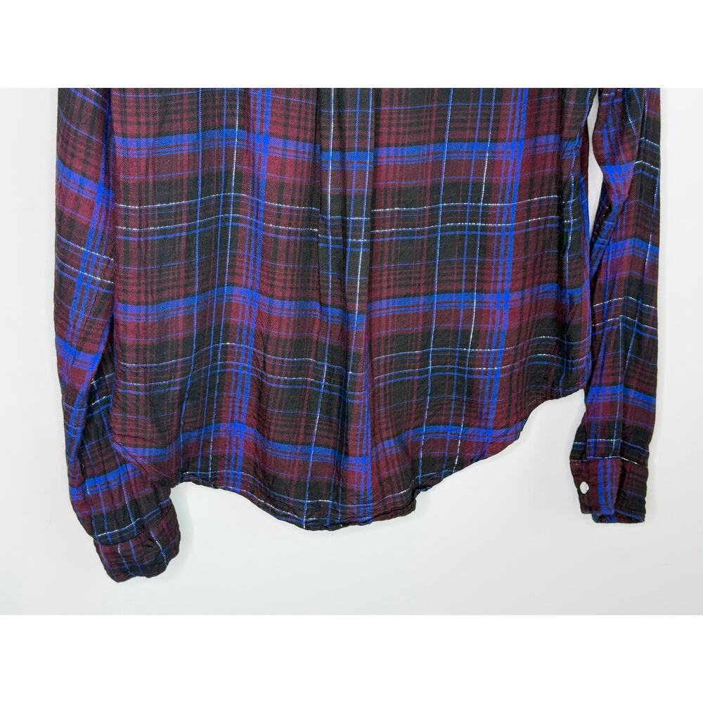 Evereve Plaid Long Sleeve Button-Down Flannel Shirt Multi Women's Size Small - Picture 10 of 10